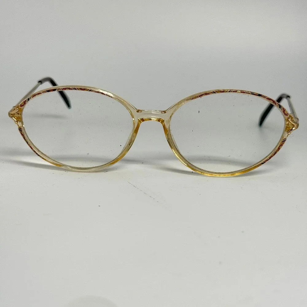 Gloria Vanderbilt 750 Zyloware Eyeglasses Clear Amber Oval Frames Vintage Style